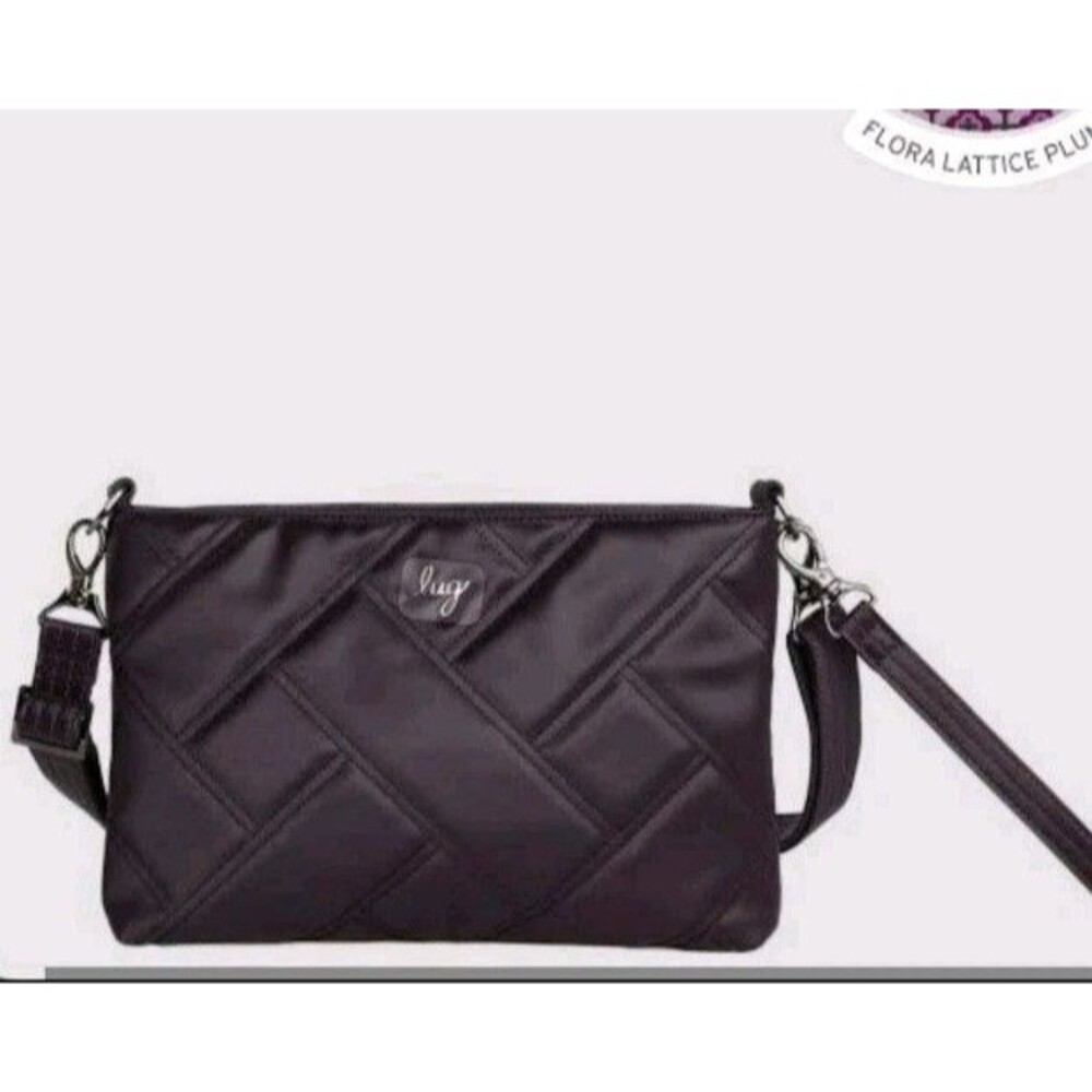 Lug Waltz Satin Luxe VL Plum Quilted Vegan Leather Crossbody Bag NWT 11"   57